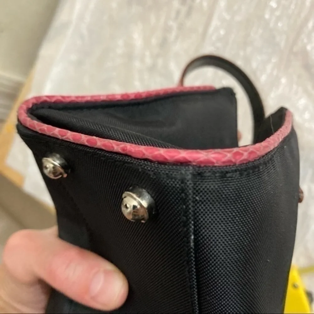 Kate spade black nylon and pink mini tote bag made in Italy rare